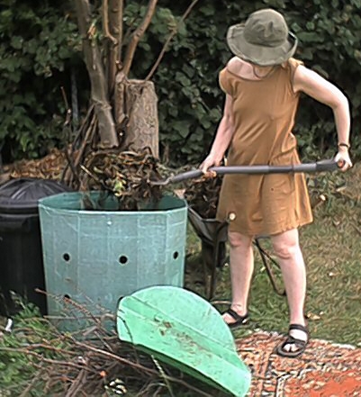 Judith mixing Compost (19 July)